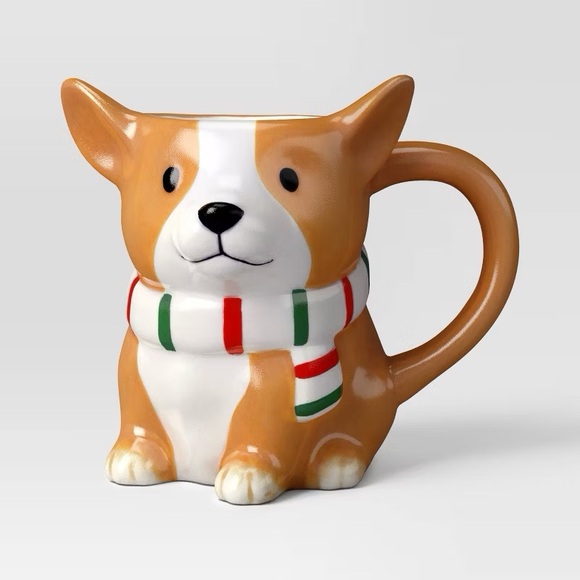 14.5oz Christmas Earthenware Figural Corgi nwt Mug dog - Picture 1 of 3